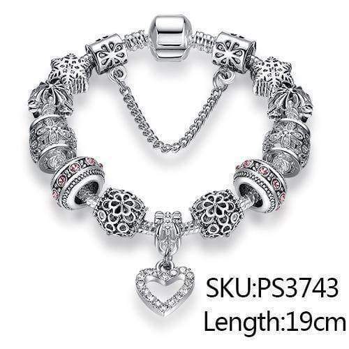 5 Styles, Silver Crystal Charm Bracelet