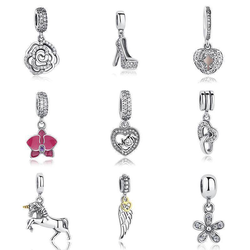 charms & beads 24 Designs, 925 Sterling Silver Pendant Charm Dangle Beads