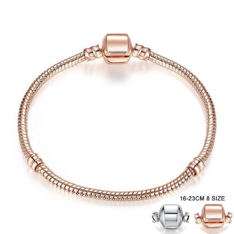 8 Sizes, Rose Gold Color & Silver Snake Chain Bracelets DIY Bracelet 16CM-23CM
