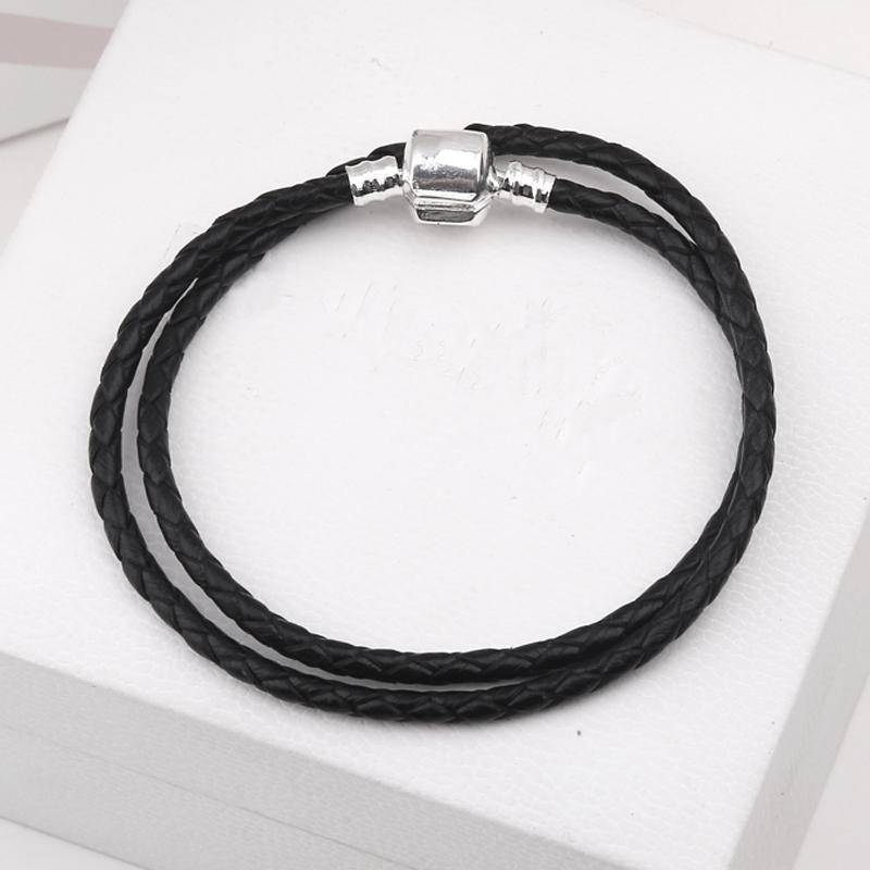 Buy the Designer Pandora S925 ALE Sterling Silver Leather Clip Charm  Bracelet | GoodwillFinds