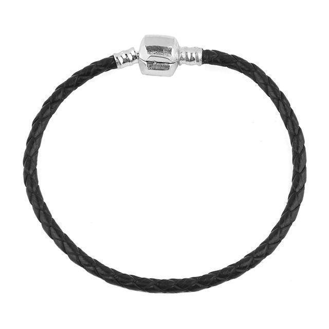 27 styles, 3MM Genuine Leather Bracelet Chain Fit PAN Charms