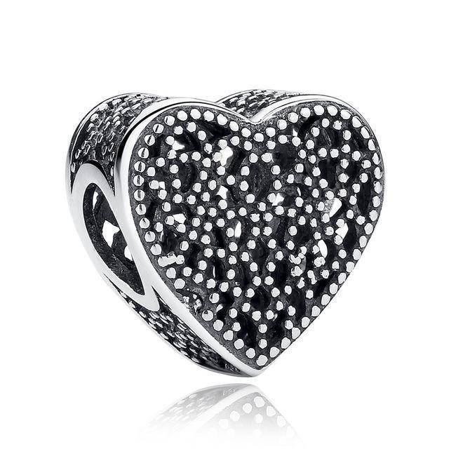27 Styles of Hearts - 100% Authentic 925 Sterling Silver Charm Beads,  Fits Pan Charm Bracelets