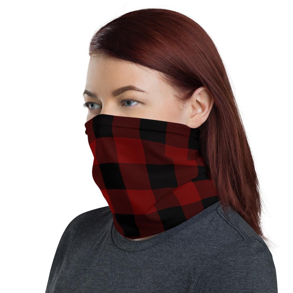 Buffalo Plaid Checkered Red - Neck Gaiter 12 in1 Face cover Head wear Headband wrap Balaclava mask Wristband men & Women - US Fast Shipping