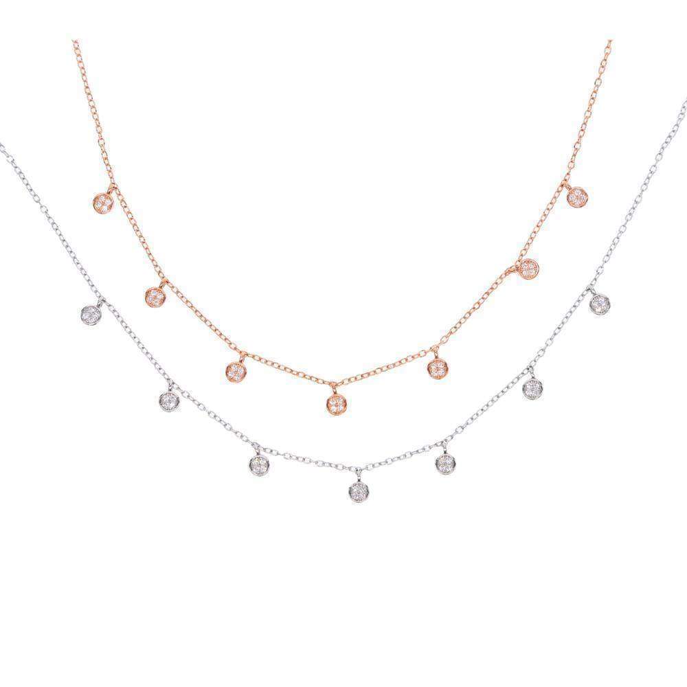 925 Sterling silver pave cz tiny cute drip drop choker necklace