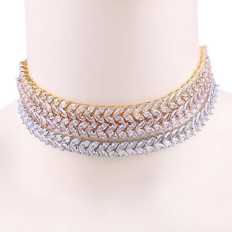 ASOS DESIGN necklace with cubic zirconia crystal design in gold tone | ASOS