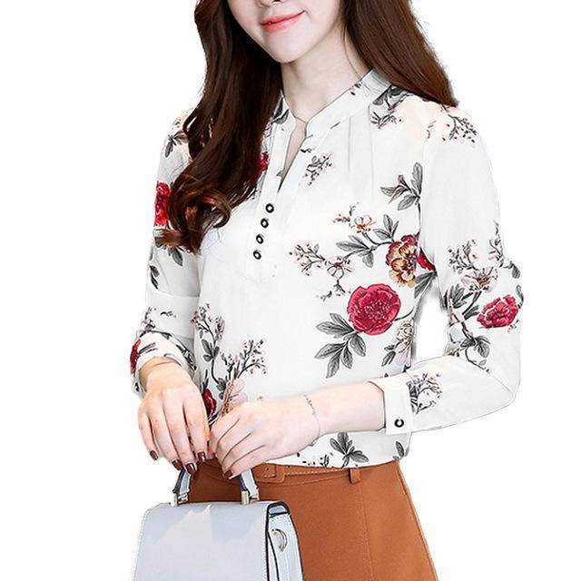 Clothing 01 / S (US 4) Print Women Blouse Autumn Winter Shirt Blusas Kimono Hem 8 Color Loose Blouse Long-sleeve Top Tee Plus Size (US 4-16W)