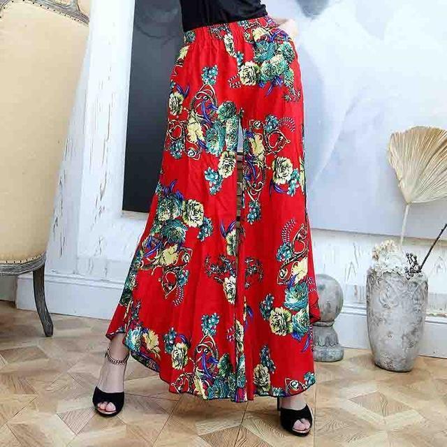 Clothing 05 / XL (US 14-16) Plus Size - Summer runway casual harem flare high waist loose floral Wide leg pants women clothing print Vintage trousers plus size (US 14-20W)