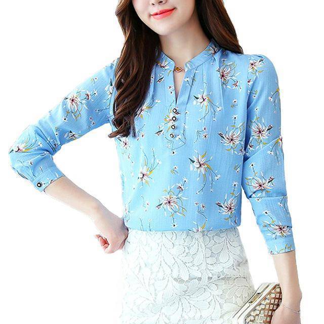 Clothing 07 / S (US 4) Print Women Blouse Autumn Winter Shirt Blusas Kimono Hem 8 Color Loose Blouse Long-sleeve Top Tee Plus Size (US 4-16W)