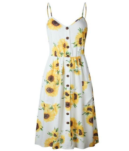 Clothing 07 / S (US 8-10) Summer Floral Bohemian Beach Dress Women Vintage Single-Breasted Bandage Party Dress Sexy White Black Red Striped Plus Size (US 8-18W)