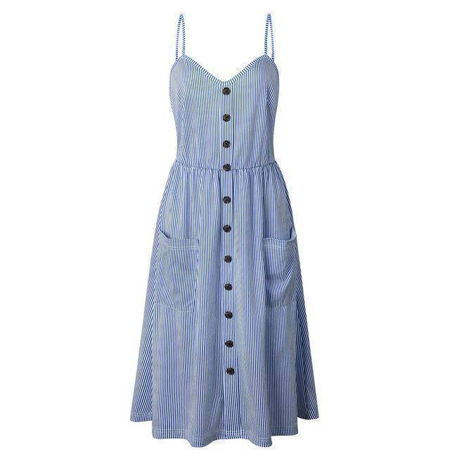 Clothing 0825 narrow striped / S (US 10-12) Plus Size  Strap Print Floral Dot Long Boho Bohemian Beach Dress (US 10-18W)