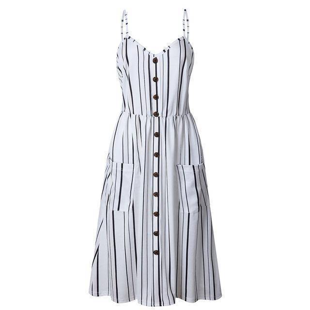 Clothing 0825 white / S (US 10-12) Plus Size  Strap Print Floral Dot Long Boho Bohemian Beach Dress (US 10-18W)