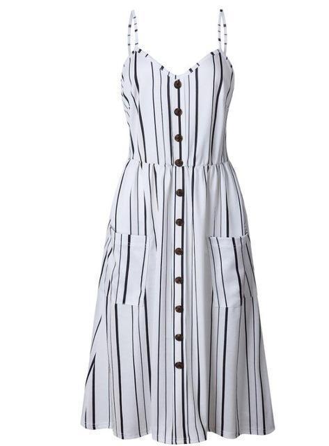 Clothing 15 / S (US 8-10) Summer Floral Bohemian Beach Dress Women Vintage Single-Breasted Bandage Party Dress Sexy White Black Red Striped Plus Size (US 8-18W)