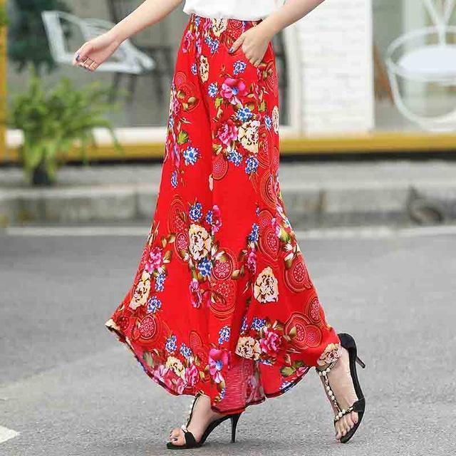 Clothing 17 / XXL (US 14W-16W) Plus Size - Summer runway casual harem flare high waist loose floral Wide leg pants women clothing print Vintage trousers plus size (US 14-20W)