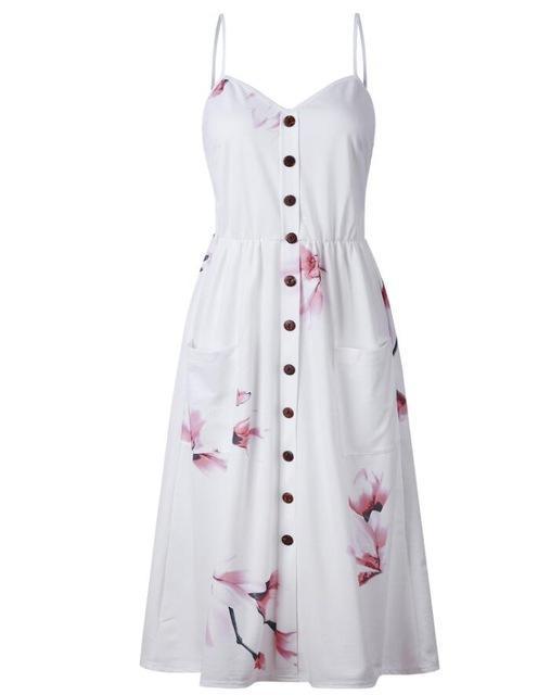 Clothing 18 / S (US 8-10) Summer Floral Bohemian Beach Dress Women Vintage Single-Breasted Bandage Party Dress Sexy White Black Red Striped Plus Size (US 8-18W)