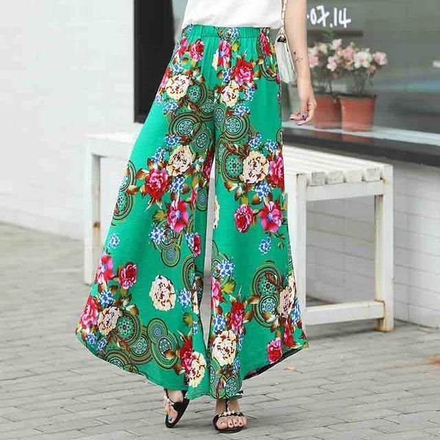 Spring New Women's Fashion Plus Size Casual Pants Floral Printing European  and American Style Printed Wide-Leg Pants - China Ladies Pants and Office Ladies  Pants price