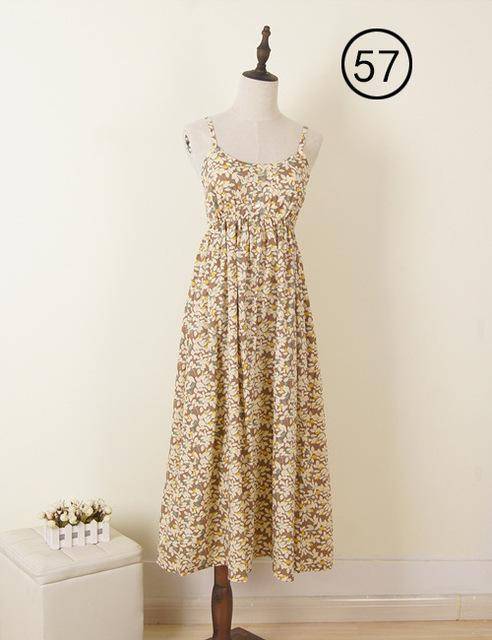 100% Cotton Spaghetti Strap Casual  Beach Floral Print Dress