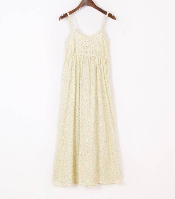 100% Cotton Spaghetti Strap Casual  Beach Floral Print Dress