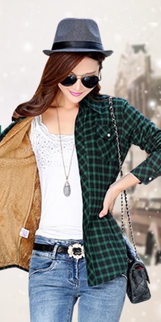 Velvet Plaid Shirts Womens Keep Warm Blouses Long Sleeve Lady Tops Female  Clothes Checked Outwear Winter News