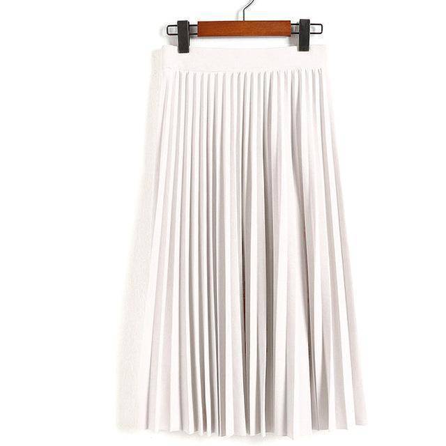 clothing beige Fits Waist 25'-35", 10 Matte Colors, Breathable, High Waist Pleated Ankle Length Chiffon Skirt