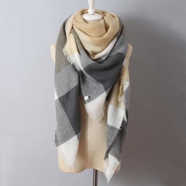 clothing beige Oversize Solid Color Winter Square Scarf, XL Women Blankets,  Luxury Shawl 140cm x 140cm