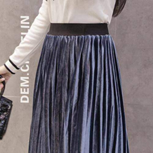 7 colors, S- XL, 2 Belt choices, Velvet Pleated Mid Calf Skirts