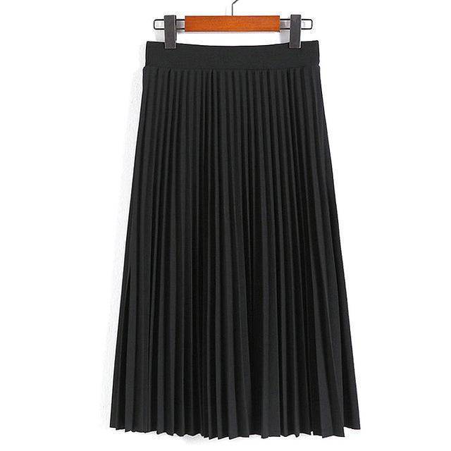 clothing Black Fits Waist 25'-35", 10 Matte Colors, Breathable, High Waist Pleated Ankle Length Chiffon Skirt
