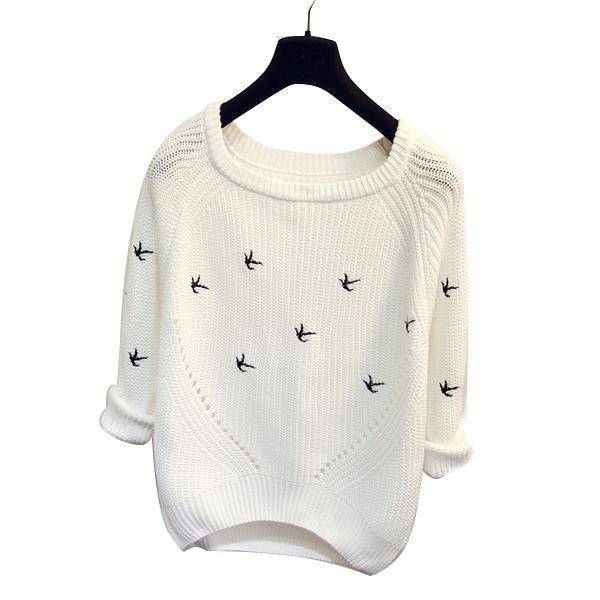 Clothing Black Flying Birds Sweater  (US 8-10)