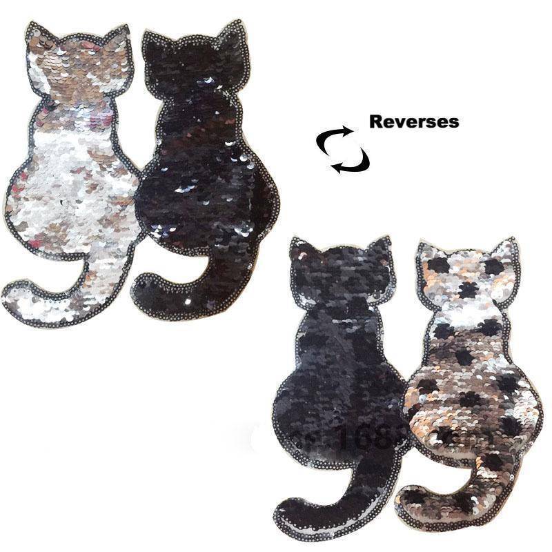 clothing Black Kitten sequin sew on patch