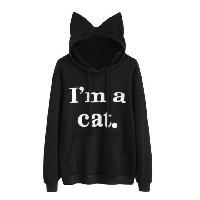 clothing black / S Cute Cat Ear Cap Hoodies ( US 4 - 10)