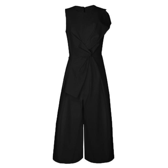 clothing Black / S (US 2) Sleeveless Jumpsuits Female Patchwork Tunic High Waist Ankle Length Wide Leg Trousers Summer Tide OL Clothes (US 2-6)