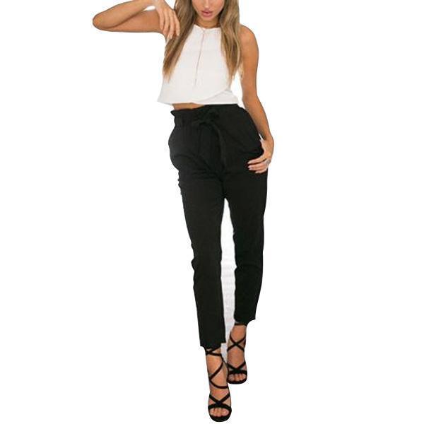 AOMEI Black Long Pants for Women High Waist Shath Pencil Capris Office Lady  Casual Large Size Trousers with Pockets