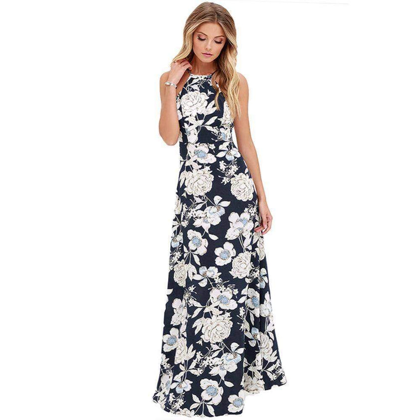 www.Nuroco.com - Plus Size Sexy Maxi Boho Dress Halter Neck Floral ...