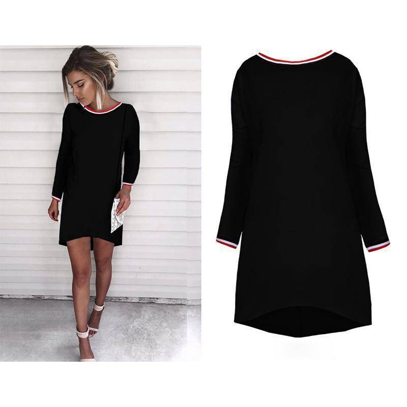 Clothing Black / S (US 4 ) Plus Size - Long Sleeves Shirt / Mini Dresses (US 4-16)