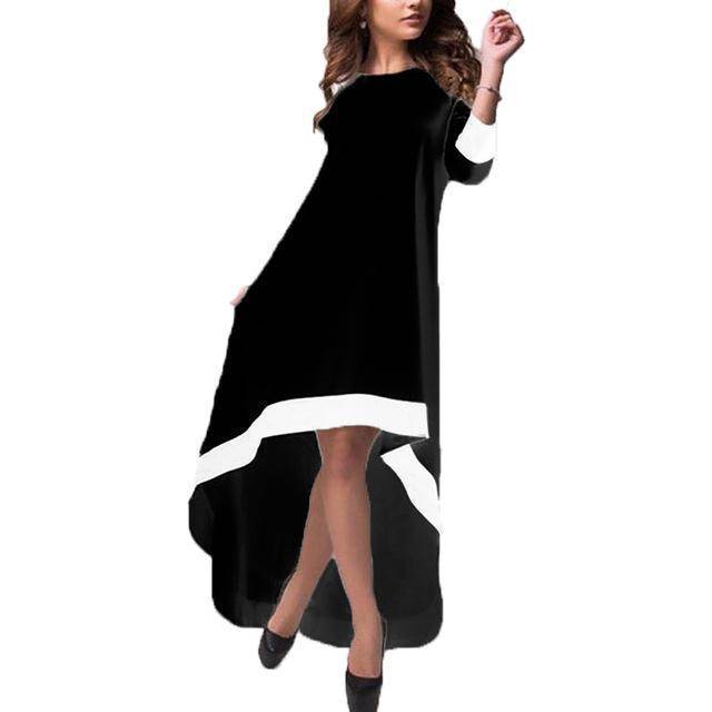 Clothing Black / S (US 8-10) Plus Size - Long Maxi Asymmetrical Dress (US 8-24W)