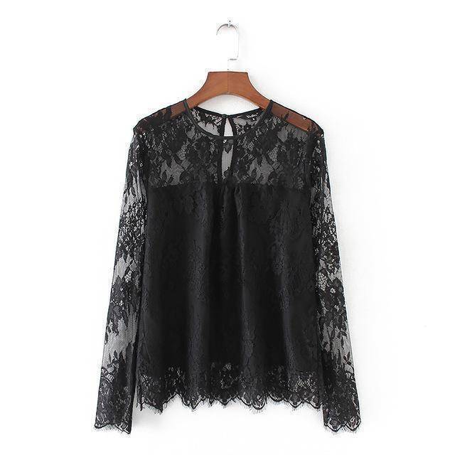 Clothing Black / S (US 8-10) Vintage transparent lace shirts (US 8-16)