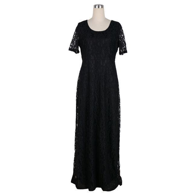 Clothing Black / XXXL (US 14W-16W) Plus Size - Women Elegant Lace Party Dress 7XL 8XL 9XL Short Sleeve Floor Length Summer Casual Long Maxi Dress (US 14W-26W)