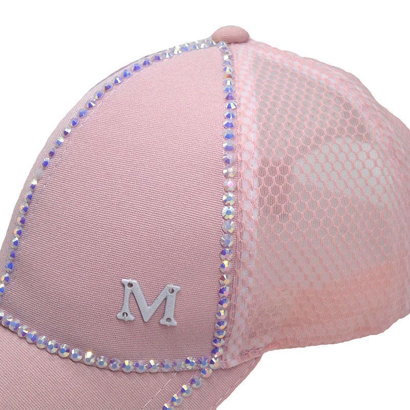 Clothing Bling baseball Cap, Women Breathable, adjustable Cap, Glam jewel sparkle hat in Pink white