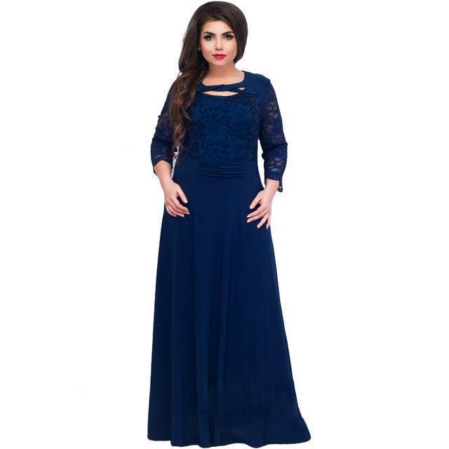 www.Nuroco.com - Plus Size - Women Long Dress Maxi Autumn Winter Big Sizes Lace Patchwork Dress Sexy www.Nuroco.com - Plus Size - Women Long Dress Maxi Autumn Winter Big Sizes Lace Patchwork Dress Sexy