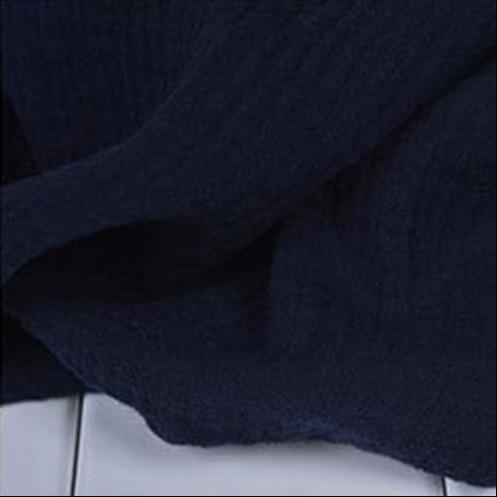 Clothing BLUE / M (US 2) Loose Wide  Elastic Waist Cotton linen Trousers (US 2-18W)