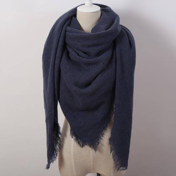 clothing blue Oversize Solid Color Winter Square Scarf, XL Women Blankets,  Luxury Shawl 140cm x 140cm