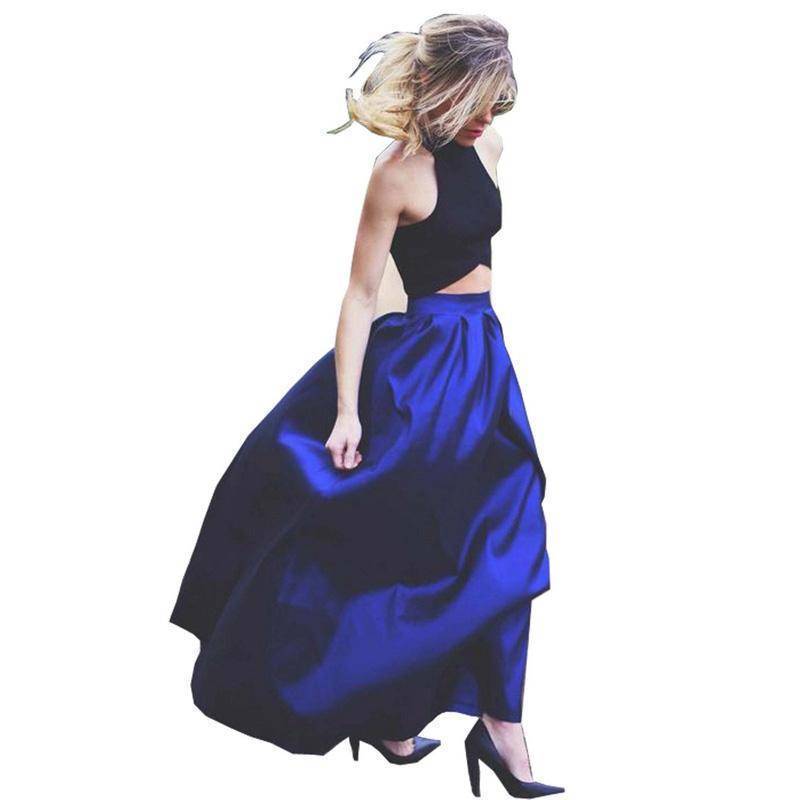 Clothing Blue / S (US 4-6) Maxi Long Skirt Floor Length Ladies High Waisted Skirts  (US 4-20W)