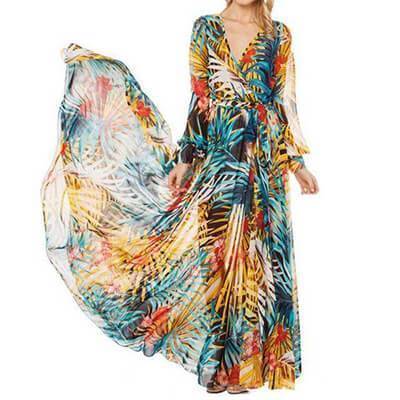 clothing Blue / S (US 6-12) Tropical, Bohemian, Summer bahamas Chiffon Maxi Dress Robe (US 6 -16)