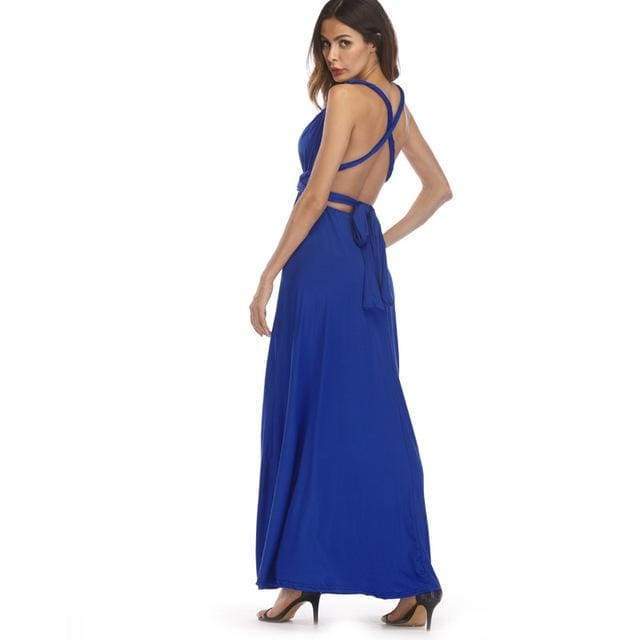 Clothing Blue / S (US 8-10) Plus Size - Infinity Convertible Wonder Dress,  20 Colors Summer Maxi Party Dresses Multiway Swing Dress  Wrap Dress (US 8 - 18 W)