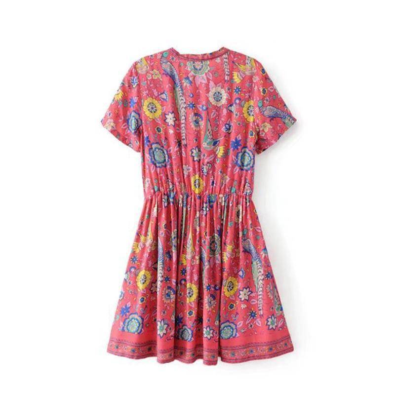 clothing Bohemian floral long shirt / Short Dress