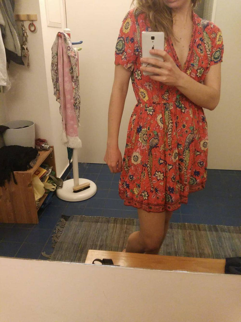 clothing Bohemian floral long shirt / Short Dress
