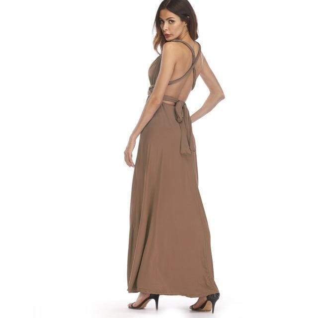 Clothing Brown / S (US 8-10) Plus Size - Infinity Convertible Wonder Dress,  20 Colors Summer Maxi Party Dresses Multiway Swing Dress  Wrap Dress (US 8 - 18 W)