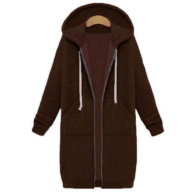 clothing Coffee / S Oversized S-5XL Long Hoodies Coat with Pockets