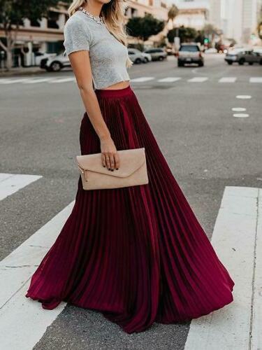 Custom Made Pleated Maxi Women's Skirt, handmade with High Waist