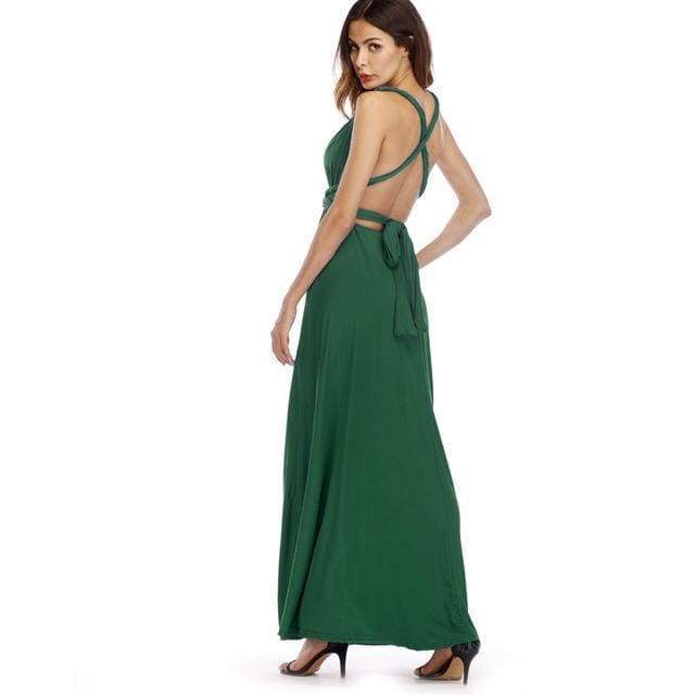 Clothing Dark Green / S (US 8-10) Plus Size - Infinity Convertible Wonder Dress,  20 Colors Summer Maxi Party Dresses Multiway Swing Dress  Wrap Dress (US 8 - 18 W)
