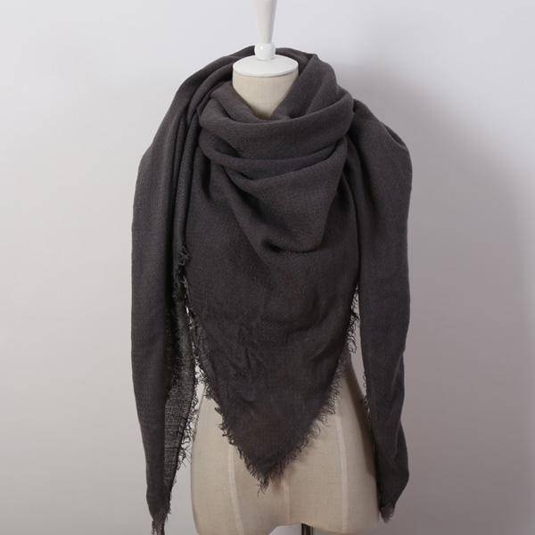 clothing dark grey Oversize Solid Color Winter Square Scarf, XL Women Blankets,  Luxury Shawl 140cm x 140cm
